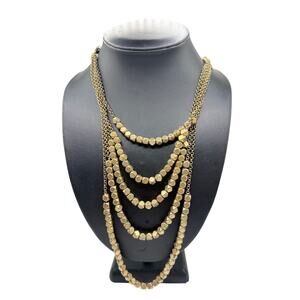 Lucky Brand Boho Mixed Metal 5-Strand Layered Beaded Necklace 52” with 18” drop